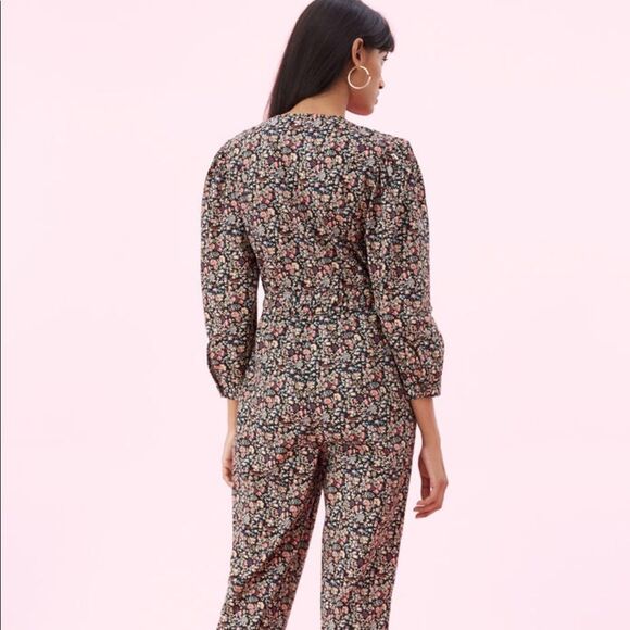 Rebecca Taylor La Vie Gitane Floral Wrap Cotton Long Sleeve Jumpsuit Size Large - Picture 5 of 16